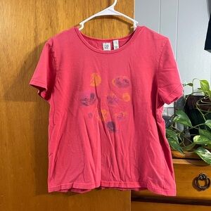 Vintage GAP Distressed Pink Floral Size Large T-Shirt